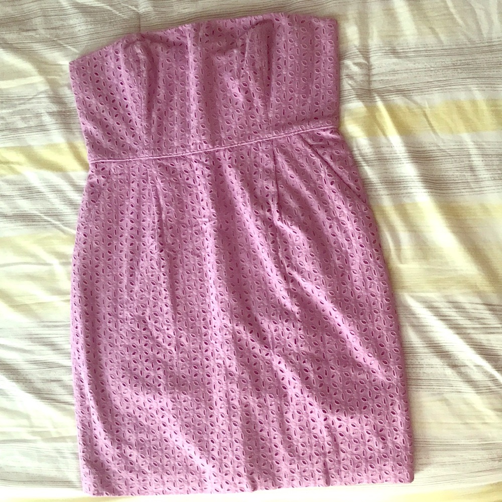 Strapless eyelet dress